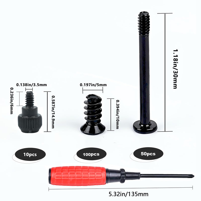 160 PCS Computer Screws Kit - PC Case Fan Mount Screws Assortment - Long Short Screws 30mm and 10mm SK100-2 160pcs