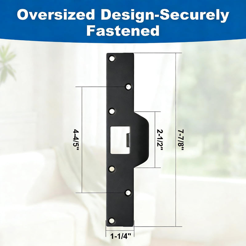 Black U 9585 Stainless Steel Lock and Door Reinforcement Plate fits 1-3/8" Thick Doors and Includes The Black U 9476 Security Latch Strike kit