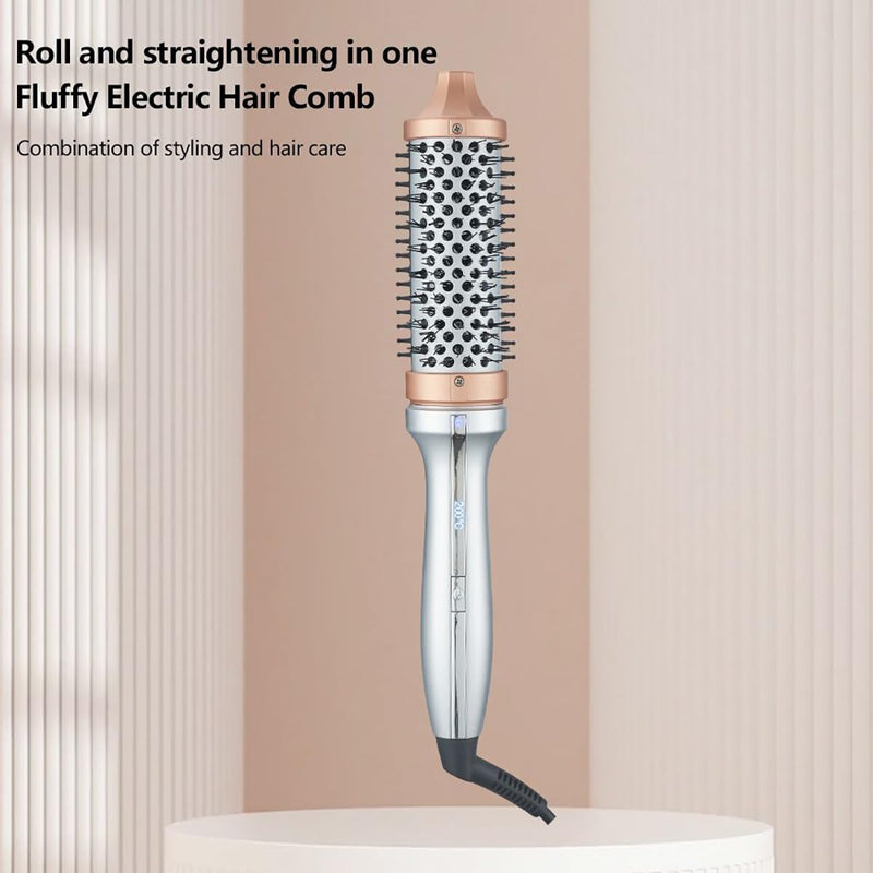 Thermal Hair Brush for Blowout Look, 38mm Heated Round Brush for Natural Curl, Ionic Curling Iron Wand with Dual Voltage, Volumizing Smoothing Hot Round Brushes