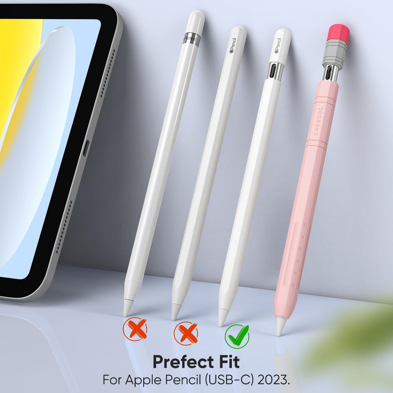 Fintie Silicone Sleeve for Apple Pencil (USB-C), Light Pen Skin Case Cover Soft Protective Anti-Slip Pencil Grip Holder, Supports Magnetic Attachment, Pink