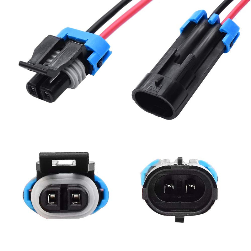 2 Pin Waterproof Electrical Connector Plug with 16 AWG Wire Harness Connectors for Car Truck Boat Etc,2 Pack 2 Way Connector
