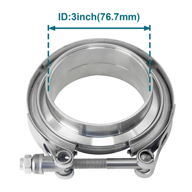 3 inch V Band Clamp, Exhaust V Band Clamp 3 inch with Male Female Flanges 304 Stainless Steel(1pcs). 3inch-1pcs
