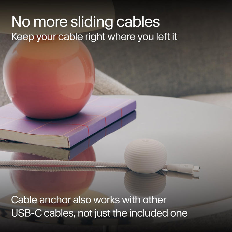 Twelve South CableStay USB-C Cable & Weighted Anchor – 5-ft (1.5 m) USB-C to USB-C 60W Charging Cable, Desk Cable Holder for iPhone, iPad, AirPods, MacBook Air, and More (Slate) Slate