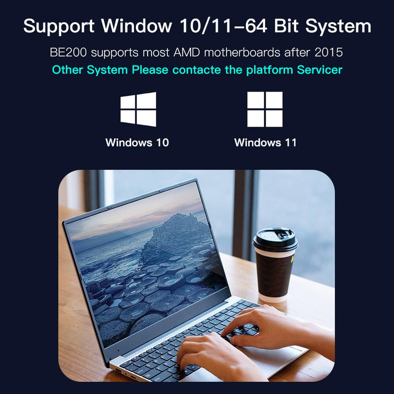 Teday BE200 Bluetooth 5.4 Wi-Fi 7 Card BE200NGW Desktop Kit 2.4/5/6 GHz 802.11BE 8774Mbps Wrieless Adapter for Windows 11 Desktop PC with Antennas Not Support AMD Motherboards