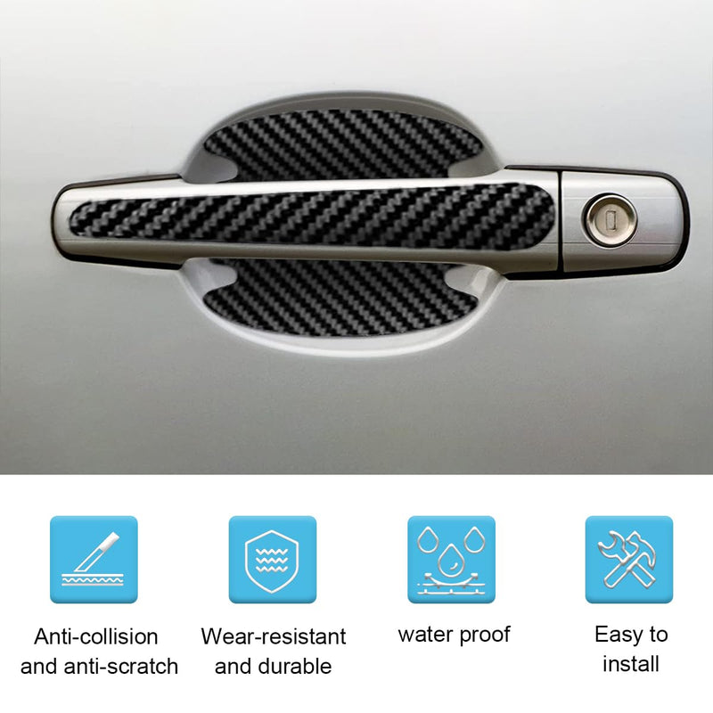 8PCS Car Door Handle Scratch Protectors, Carbon Fiber Car Door Handle Bowl Sticker, Universal Auto Doors Handles Paint Guard Cover, Doors Handles Cup Protective Film for Cars (Black) Black-8PCS