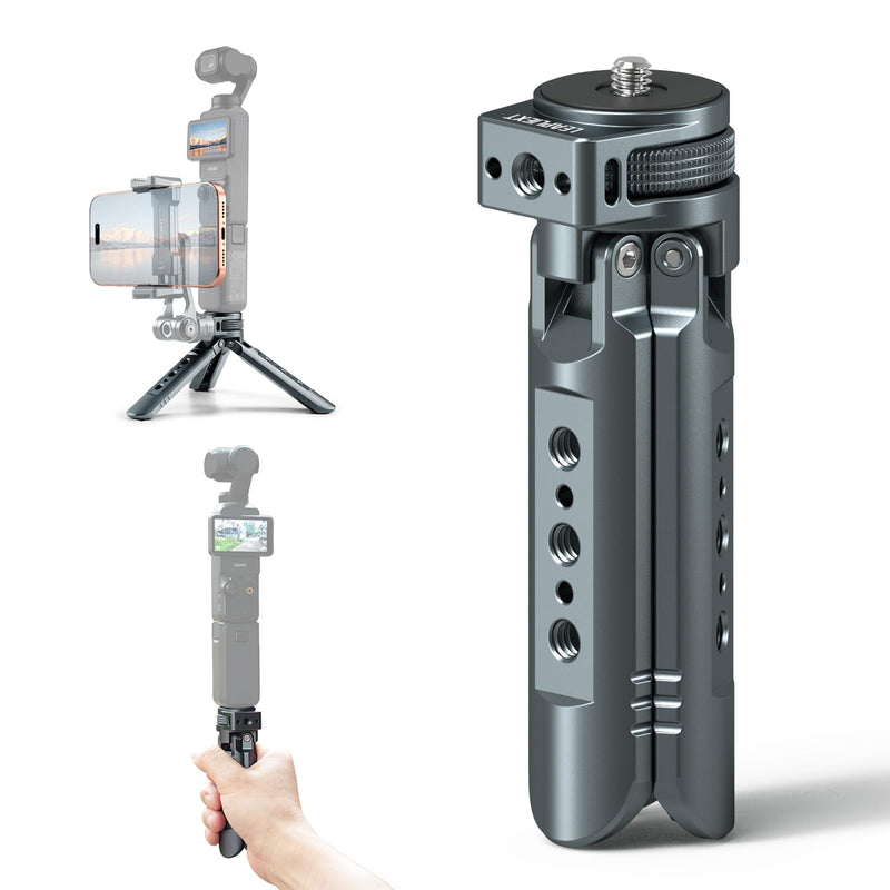 Mini Metal Tripod, Compact Camera Grip, Compatible with DJI Osmo Pocket 3/Pocket 4 and Insta360 Luna Ultra Cameras, for Desktop Setup and Handheld Recording, Load Capacity: 25 kg / 55 lbs