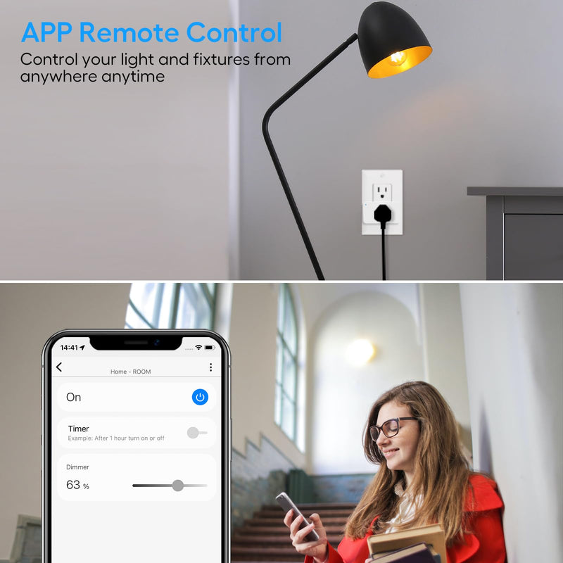 Z-Wave Dimmer Plug 800 Series Zwave Smart Plug，Dimmable Outlet Built-in Repeater Range Extender，Z-Wave Hub Required, Compatible with Smartthings, Alexa and More,FCC and ETL, 200W 1 Pack