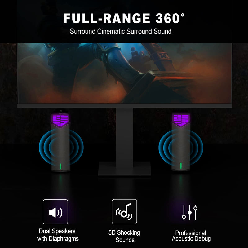 Smalody Computer Speakers for Desktop Gaming Monitor with RGB Lights, 2 in-1 Bluetooth PC Speakers Soundbar USB Powered, Can Be Split and Combined Freely 7070