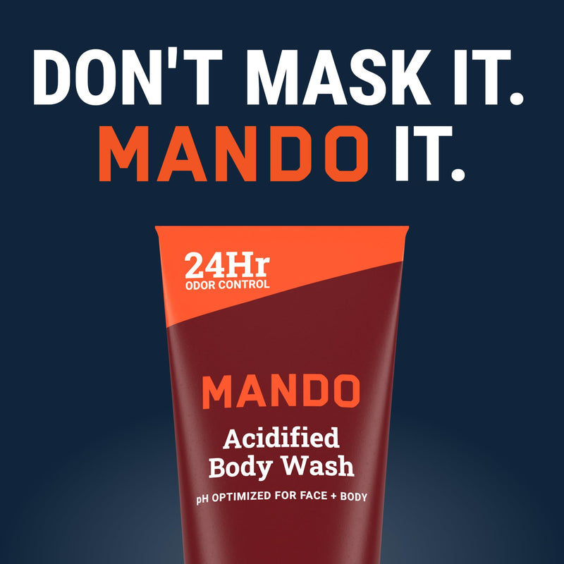 Mando Odor Shield Body Wash - 24 Hour Control - Removes Odor Better than Soap - SLS Free, Paraben Free, Skin Safe - 8.5 Ounce (Pack of 2) (Bourbon Leather) Bourbon Leather 8.5 Fl Oz (Pack of 2)