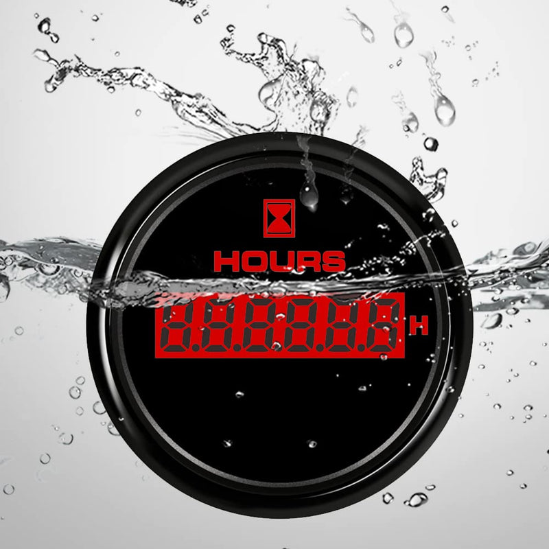52mm(2") Hour Meter Hour Gauge Timer Gauge 7 Color Backlight for Marine Boat Car Motorcycle 9-32V Waterproof IP68 Black