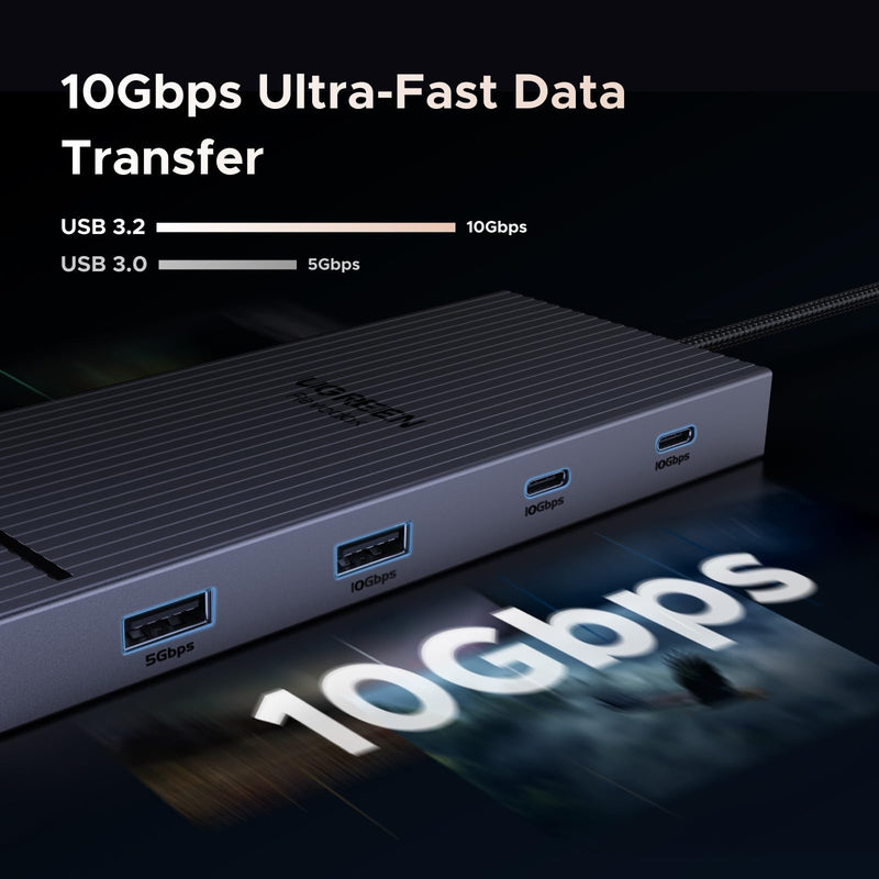UGREEN USB C Docking Station Dual Monitor 4K@60Hz, 10-in-1 Dock with 2xHDMI | 3x10Gbps USB A&C Ports, 1x5Gbps USB-A, SD/TF 3.0, 100W PD, 1000Mbps Ethernet, Revodok Dock for Dell, HP, XPS and More