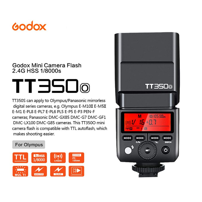 GODOX TT350O TTL Camera Flash GN36 1/8000s HSS Mini Flash Speedlight for Olympus Panasonic Cameras (TT350O)