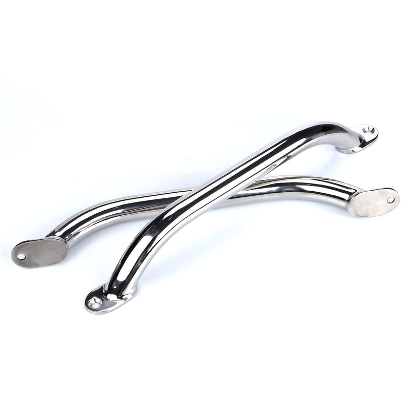 2PCS Boat Handrail Grab Handle Polished Stainless Steel Round Tube - 12" Long Marine Grab Handle