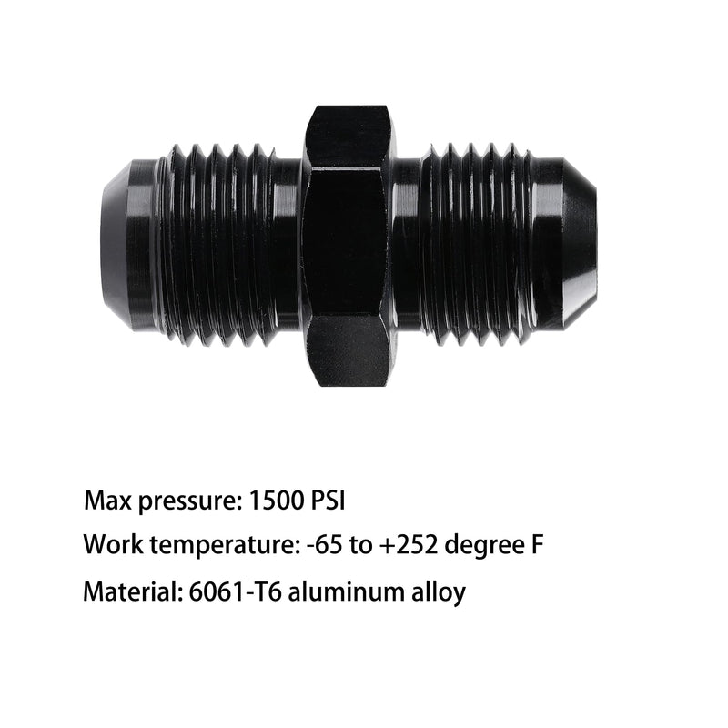 Ucreative 6AN to 6AN Male Flare Coupler Union Straight Fuel Hose Fitting Black (2PCS) 6AN to 6AN - 2PCS