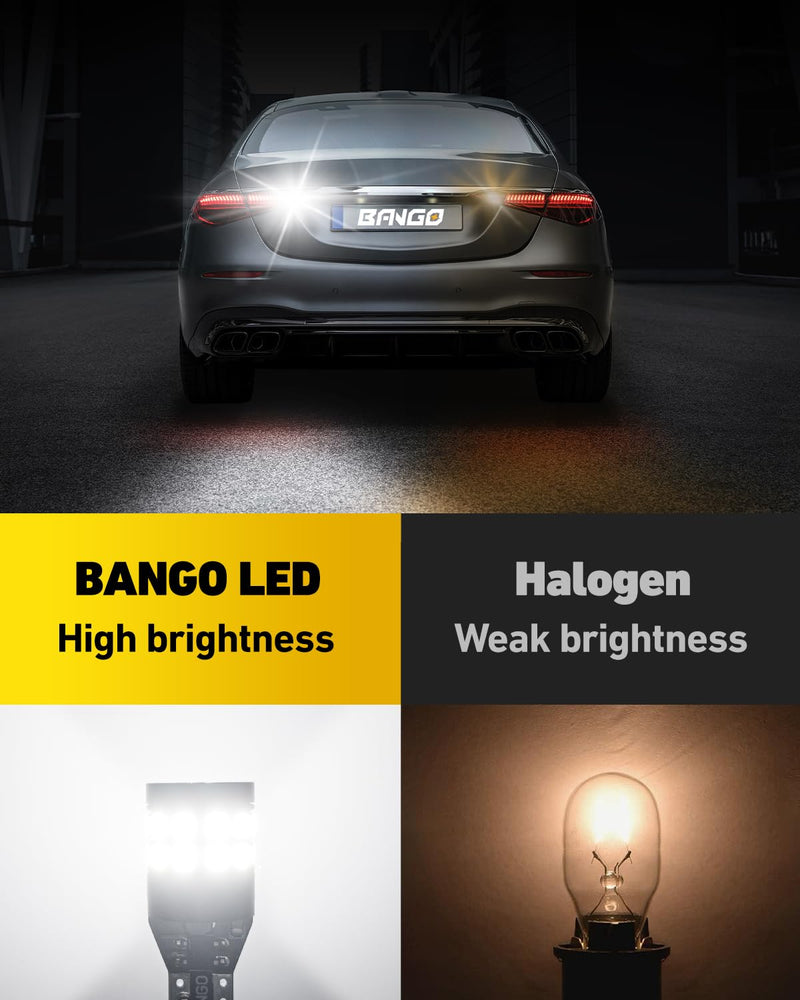 BANGO 912 921 LED Bulb for Backup Reverse Light, 6000K White Non-polarity CANBUS Error Free Super Bright T15 906 922 W16W LED Replacement Bulbs for Back Up Daytime Running Lights, Pack of 2