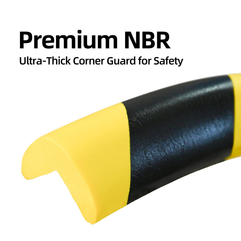 Wall Corner Guards Edge Protector | 16.4 ft | Yellow & Black Warning Stripes | High-Density NBR Foam | Self-Adhesive Bumper for Garage/Warehouse 1