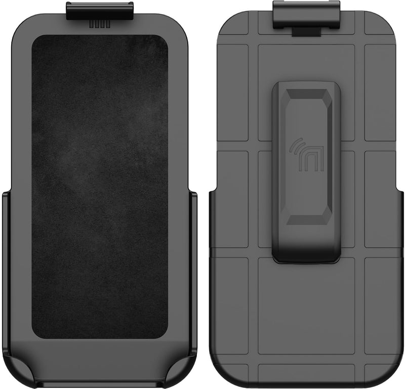 Nakedcellphone Holster for iPhone 17e / iPhone 16e Belt Clip - Black | Made to Fit Most Slim/Standard Phone Case, Rotating Holder with Secure Latch