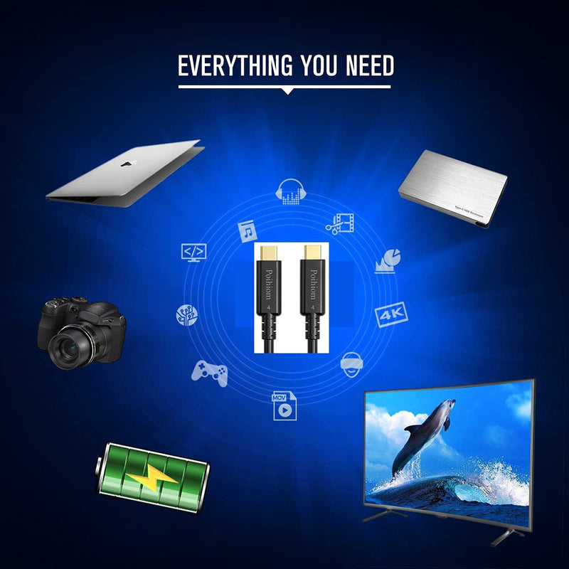 USB4/Thunderbolt 4 Cable 40Gbps 8K Video and 100W Charging Full-Featured USB C Cable Compatible with Thunderbolt 3 for iPhone15 Pro MacBook,External SSD,eGpu,Type C Docking Station (0.8)