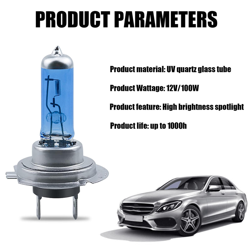 2 PCS H7 Car Halogen Bulb, 12V 100W High-power Stone Car Bulb Low Beam, Universal Automotive Replacement Accessories, Product Compatible with Cars, Trucks, Vans, SUVs, Trailers (White) 2 PCS #H7 White