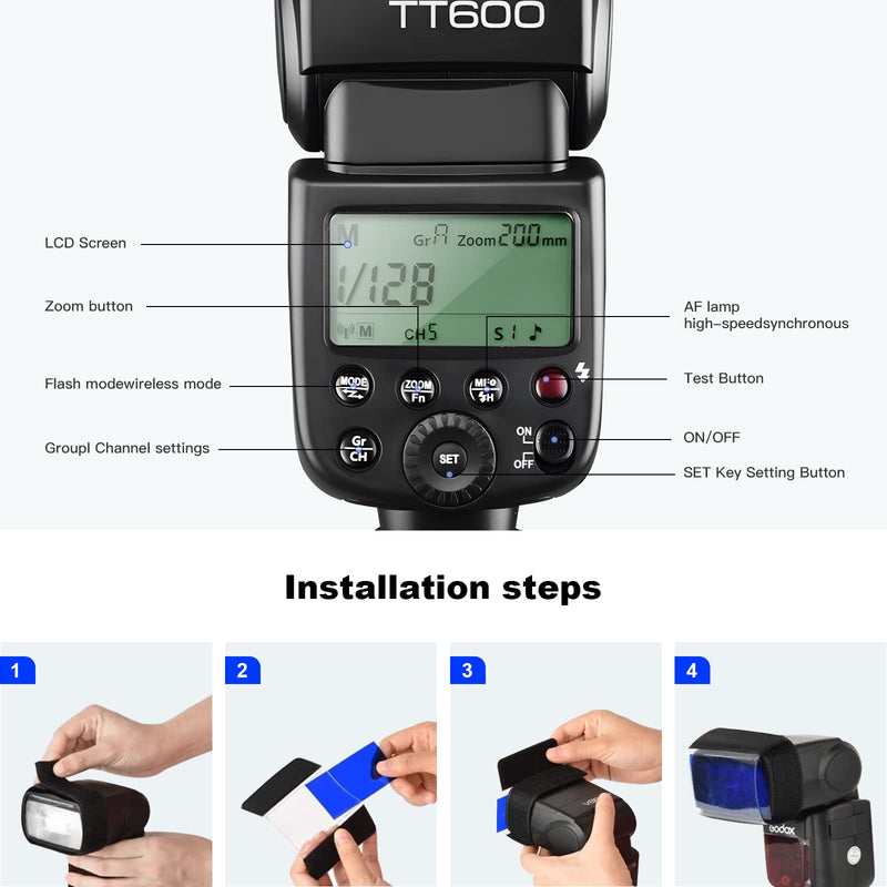 Godox TT600 GN60 2.4G 1/8000s Camera Flash Speedlite | 230 Full Power Flashes, 0.1-2.6s Recycle Time, Compatible for Canon, Nikon, Pentax, Olympus Cameras with Standard Hotshoe