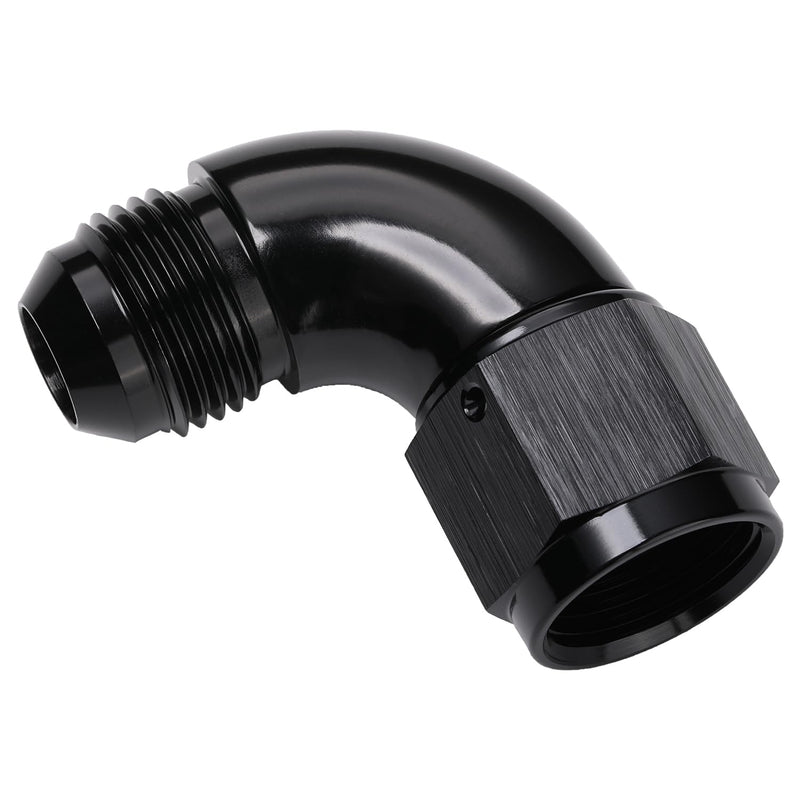 90 Degree 10AN Male to 10AN Female Swivel Full Flow Fitting Adapter Coupler Aluminum Black Black - 90 Degree