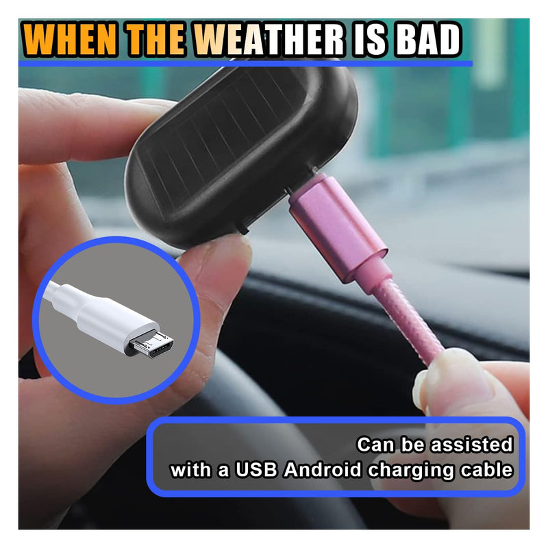 Car Solar Power Simulated Dummy Alarm, Car Alarm Warning Light Fake Lamp with USB Charger Port, Anti-Theft LED Flashing Security Light Car Accessories for Most Cars (Blue, 2PCS) Blue