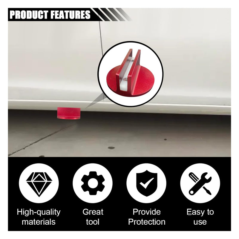 Universal Magnetic Jack Pad, 0.37" Slotted Aluminum Grooved Jack Puck Pinch, Pinch Weld Frame Rail Adapter with Large Slotted for Most Cars (Red) Red