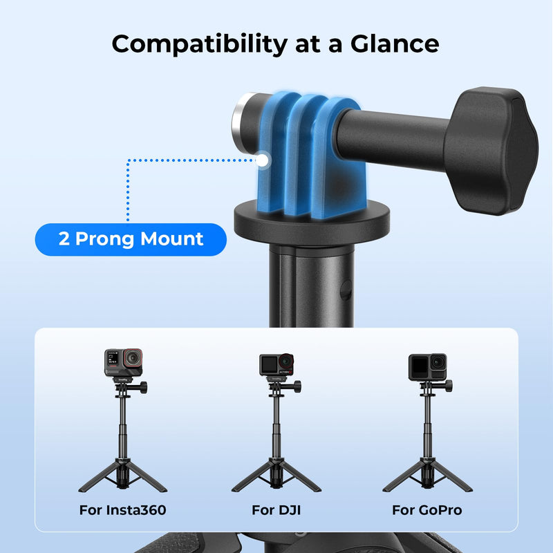SmallRig One-Touch Open Action 6/Nano Selfie Stick Tripod, 5.2-12in | Detachable Adapter Only for DJI Action 6/Nano, 2 Prong Mount for DJI, for Insta360, for GoPro Action Cameras - 6149 for DJI Action 6&Nano
