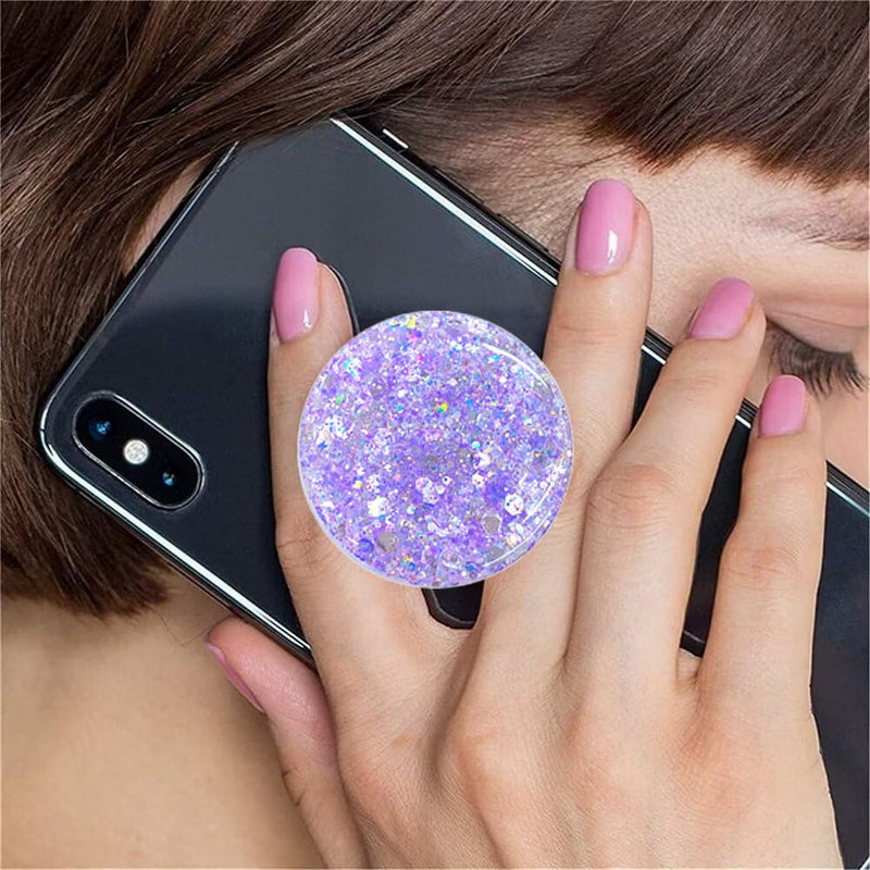 Magnetic Retractable Phone Stand, Phone Grip, Suitable for Round Foldable Phones and Tablet Accessories - Transparent ShinePowder (Magnetic Purple) Magnetic purple