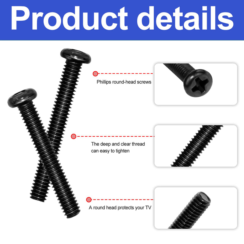 Vizio TV Stand Screws Kit - Universal Mount Screws for Vizio 32' 40' 43' 50' TV Legs D50X-G9 V505-H9 M506X-H9 V505-H19 V505-G9 D43FX-F4 D32H-C1 D32HN-E4 D43N-E4 D40N-E3