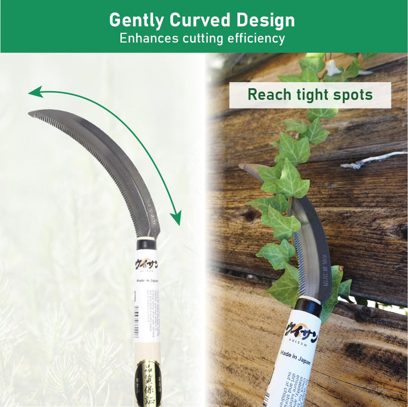 Japanese Serrated Sickle for Gardening - Compact & Lightweight, Wooden Handle (Set of 3) Set of 3