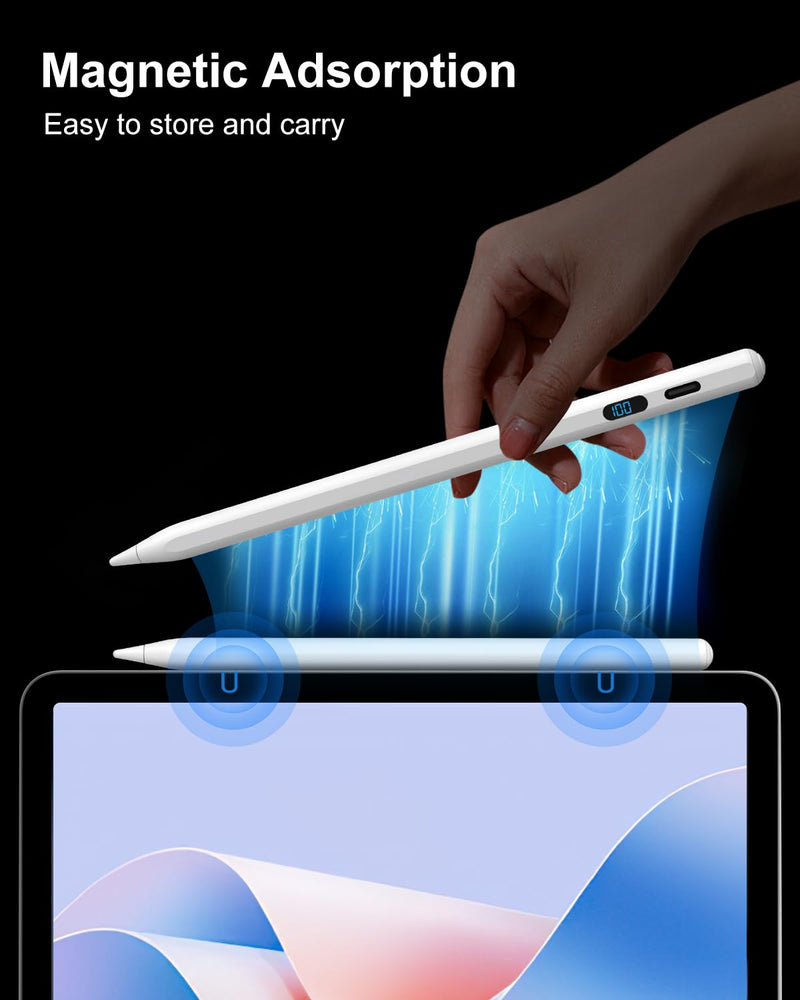 DIGIROOT Stylus Pen for iPhone, High Senstivity Universal Stylus Pen | Fast Charging, Magnetic, Stylus Pen for Touchscreen with LED Power Display, for iPhone Andriod/Tablet/Switch/Samsung Galaxy White