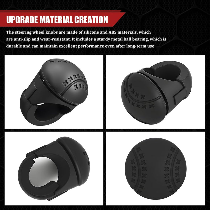 Steering Wheel Knob, Steering Wheel Spinner, 360 Degrees Rotation Suicide Knobs with Silicone Surface and Metal Bearings, Car Suicide Knob Power Handle Spinner Universal for Cars, Trucks, Boats