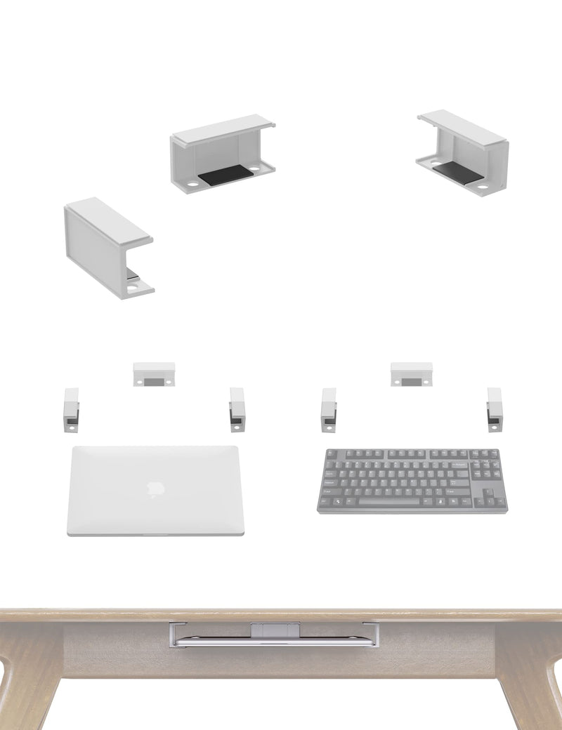 Under Desk Laptop Holder MacBook Drawer Mount for Keyboard & Small Devices Also Fit for Cable Box Wall Mount Tray Organizer Like Routers, Modems, Network Switch and (White) White