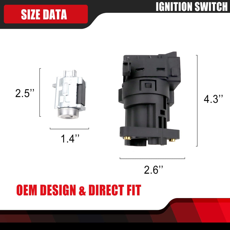FEXON Ignition Switch & Ignition Lock Cylinder with 2 Keys Compatible with 1997-2005 Chevy Malibu Impala Monte Carlo Olds Alero Grand Am Repalces 12458191 22599340