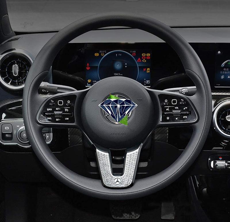 Bling Interior Accessories Fit for Mercedes Benz 2019-2025 A B Class CLA GLA GLB Modification Rhinestone Crystal Applique Cover (Round Shape Steering Wheel) Round shape steering wheel