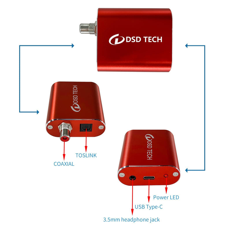 DSD TECH SH-AU02A USB to TOSLINK Coaxial SPDIF Audio Adapter Support 96K 24Bit