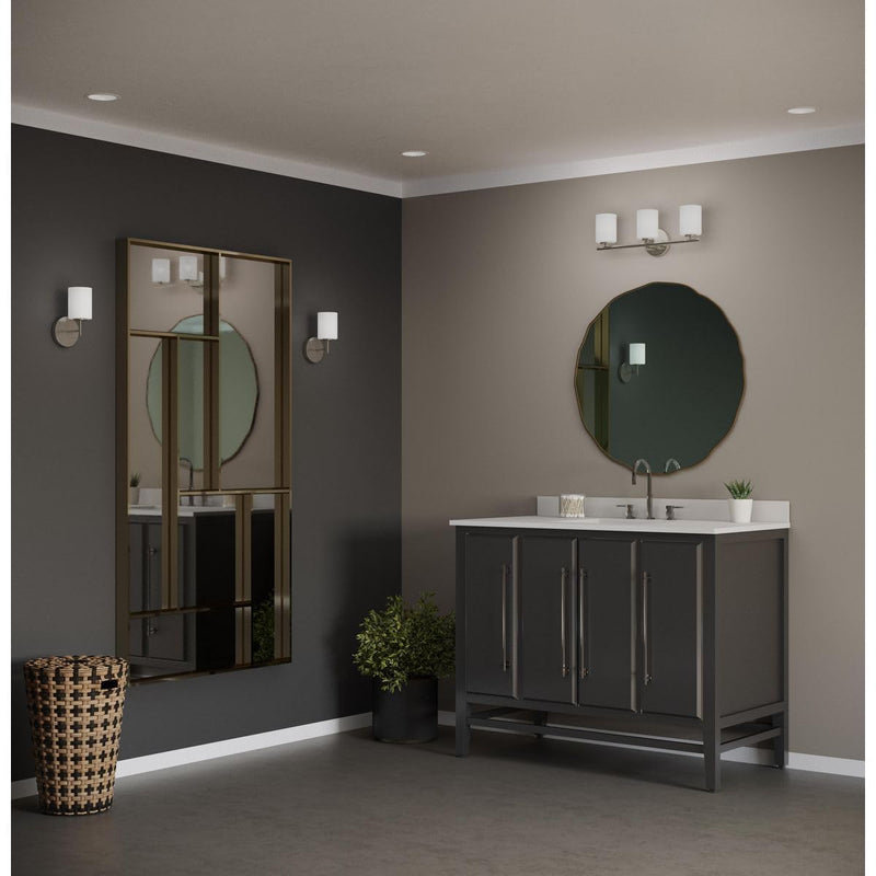Progress Lighting Replay Collection 1-Light Etched White Glass Modern Bath Vanity Light Brushed Nickel, E26