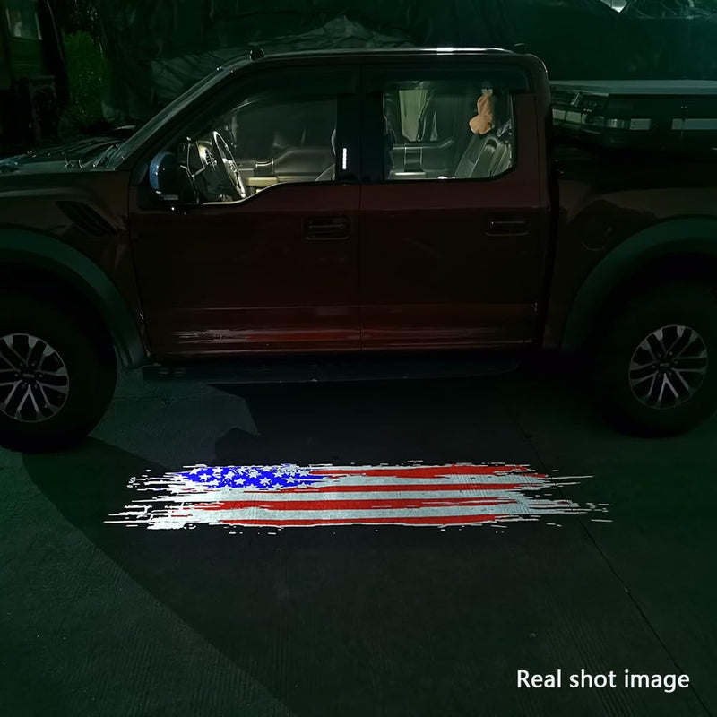 2Pcs Side Mirror Logo LED Welcome Lights Puddle Lamp Projector Door Light Floor Light Accessories Suitable for Ford F150 F250 F350 2015 2016 2017 2018 2019 2020 2021 2022 2023 2024 2025 F150 Stars and Stripes 1