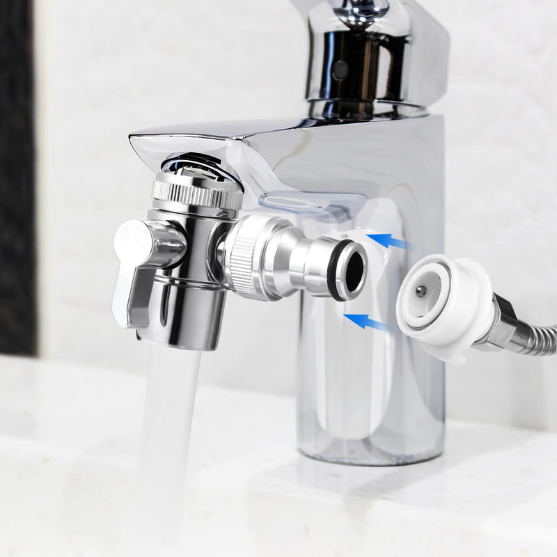 DOITOOL 3-Way Sink Faucet Diverter Valve, Copper faucet adapter for portable washer Washing Machine, Countertop Dishwasher Splitter with Aerator Hose Connector
