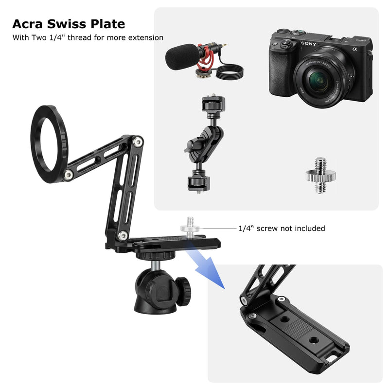 Ruittos for Magsafe Phone Stand & Tripod Adapter, Aluminum iPhone Mount with Arca-Swiss Base,1/4" Thread Foldable Desktop Stand & Selfie Stick Grip, Compatible with iPhone 17/16...Andriod