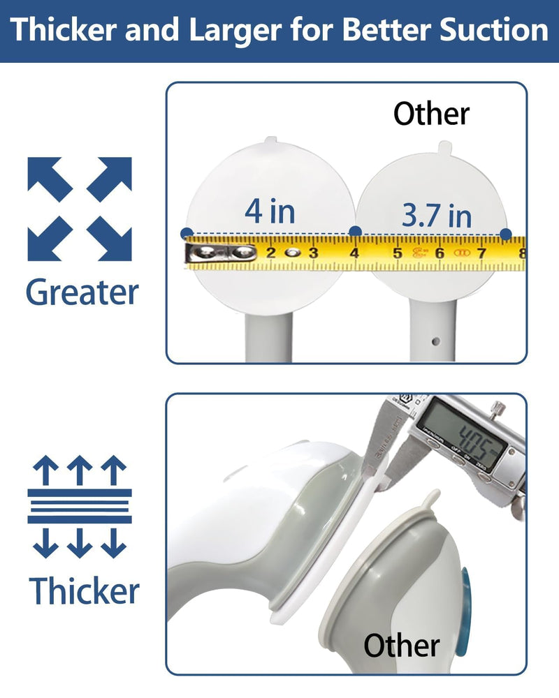 2 Pack 16.14” Grab Bars for Bathtubs and Showers, Shower Handles for Elderly Suction Cup Grab Bars for Shower Wall Heavy Duty, Safety Grab Bar for Seniors Suction Bathroom, No Drilling 2 pack 16.14 inch Gray