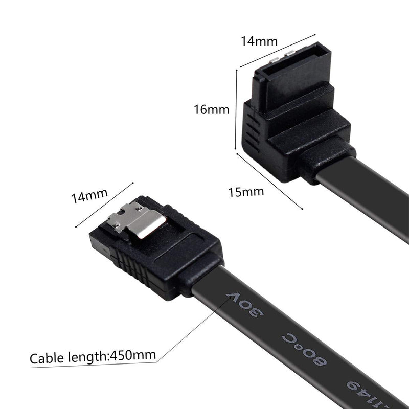 BENFEI SATA Cable III, 6 Pack SATA Cable III 6Gbps 90 Degree Right Angle with Locking Latch 18 Inch for SATA HDD, SSD, CD Driver, CD Writer - Black