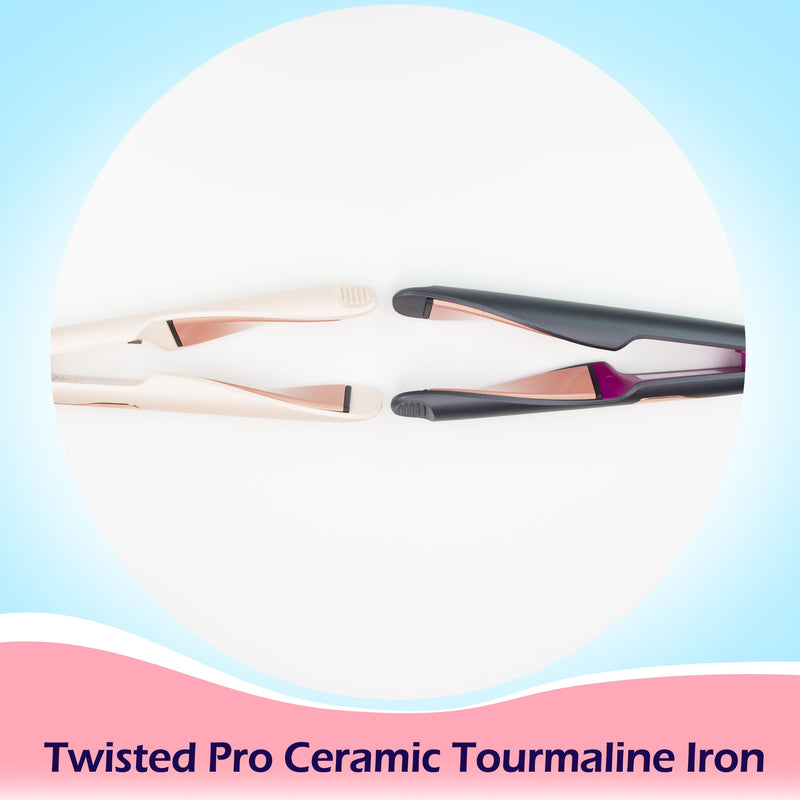 ANGENIL Twist Hair Straighteners and Curler 2 in 1, Flat Iron for Women | Dual Voltage Hair Straighteners Round Hair Curling Iron with Anti Silicone Mat, Multi-Stylers, LCD Display, (130°C-230°C) Twist Hair Straightener_grey