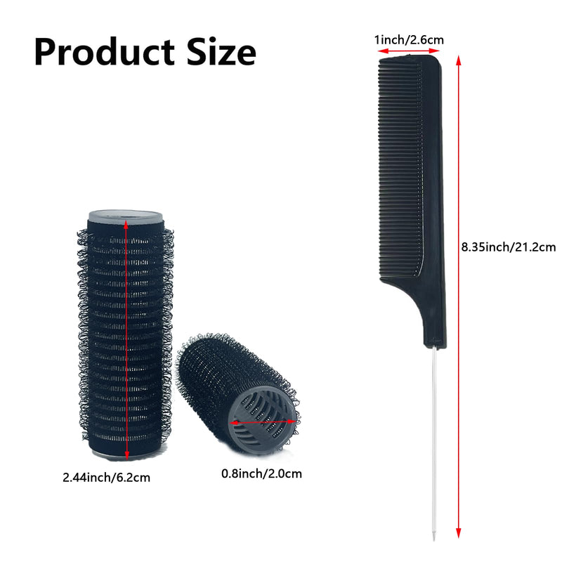  [AUSTRALIA] - 36PCS Self Grip Small Hair Curlers Heatless Roller Hair Curlers Pro Salon Hairdressing Curler DIY Curly Hairstyle Hair Rollers Tools Rat Tail Comb for Women Medium Short Hair(0.8x2.4in-black) 36pcs Black