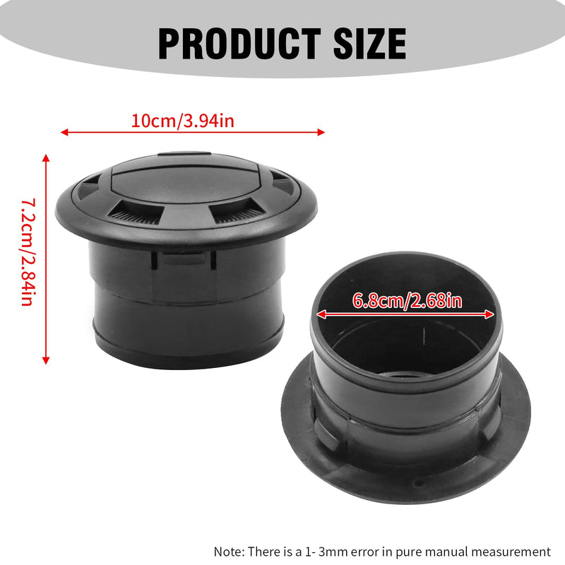 75mm Universal Air Conditioning Warm Air Vent Deflector, Round Dashboard Air Vent for Car RV Without Grilles (Black)