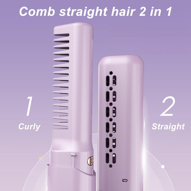  [AUSTRALIA] - Cordless Hair Straightener Brush, Portable Straightening Brush with 3 Adjustable Temperature, Mini Straightening Brush for Travel, Hot Comb Hair Straightener for Women (Violet) Violet