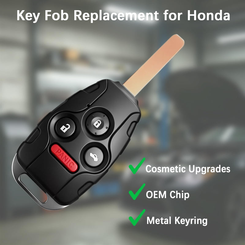 Key Fob Replacement for Honda Accord Sedan 2008-2012 - Pilot 2009-2015 | 304 SS Ring | Car Keyless Entry Remote Control | KR55WK49308 35118-TA0-A00,4 Btns With Chip