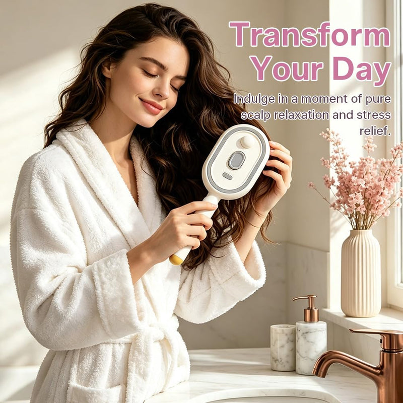  [AUSTRALIA] - Electric Spray Air Cushion Massage Comb, Rechargeable Detangling & Anti-Frizz Hair Brush, Hair Brush with Water Spray, Self-Cleaning Anti-Tangle, Steam Hair Straightener for Wet & Dry Hair(White)