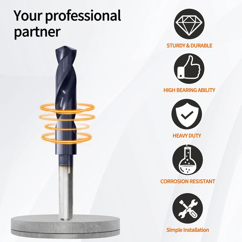 Meccion 63/64 Inch Drill Bits Titanium Aluminum Nitride Coated, M35 Cobalt High Speed Steel Reduced Shank Drill Bit for Metal，Stainless Steel, cast Iron, Copper, Aluminum Etc. 63/64 in.